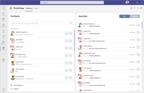 ProCall App for Microsoft Teams Software mapping ProCall App for Microsoft Teams