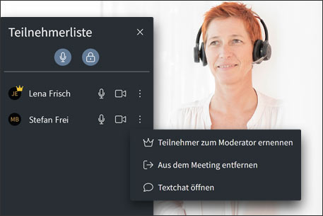ProCall Meetings moderator rights ProCall Meetings Moderator Rights Software Mockup