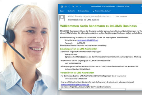 ixi-UMS Business Unified messaging Software - e-mail screenshot